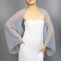 Grey chiffon sleeves capelet wrap shrug, soft grey silver evening shrug, evening capelet, shoulder cape, bridesmaid wrap, prom wrap, gift