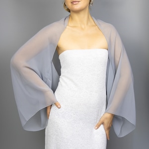 Silver grey chiffon sleeves capelet wrap shrug , soft grey evening shrug, evening capelet, shoulder cape, jacket Various Colors , prom wrap