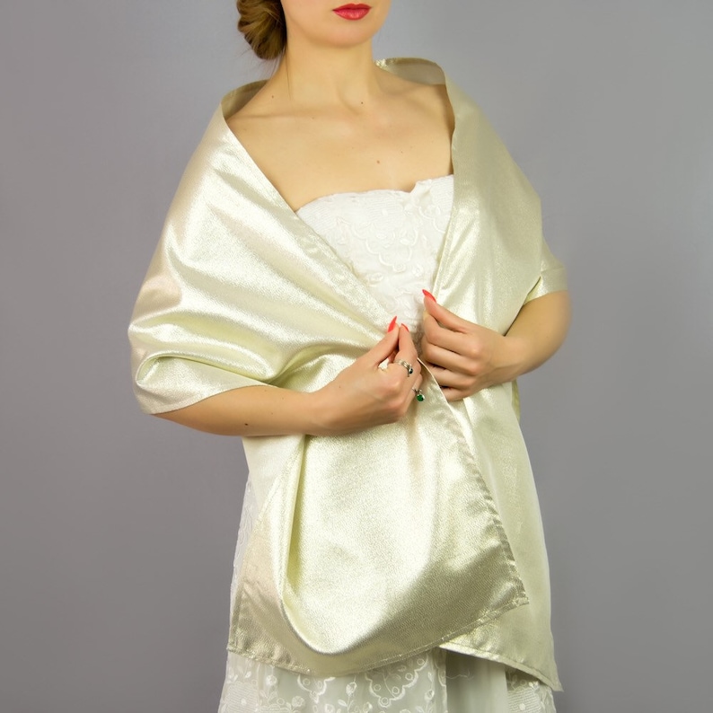 Satin Taffeta Gold Bronze Wrap Shawl Bolero Winter Wedding Etsy