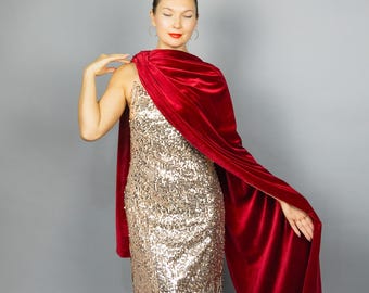Red Velvet Wrap Red Velvet Scarf Red Winter Wrap, Christmas Wrap
