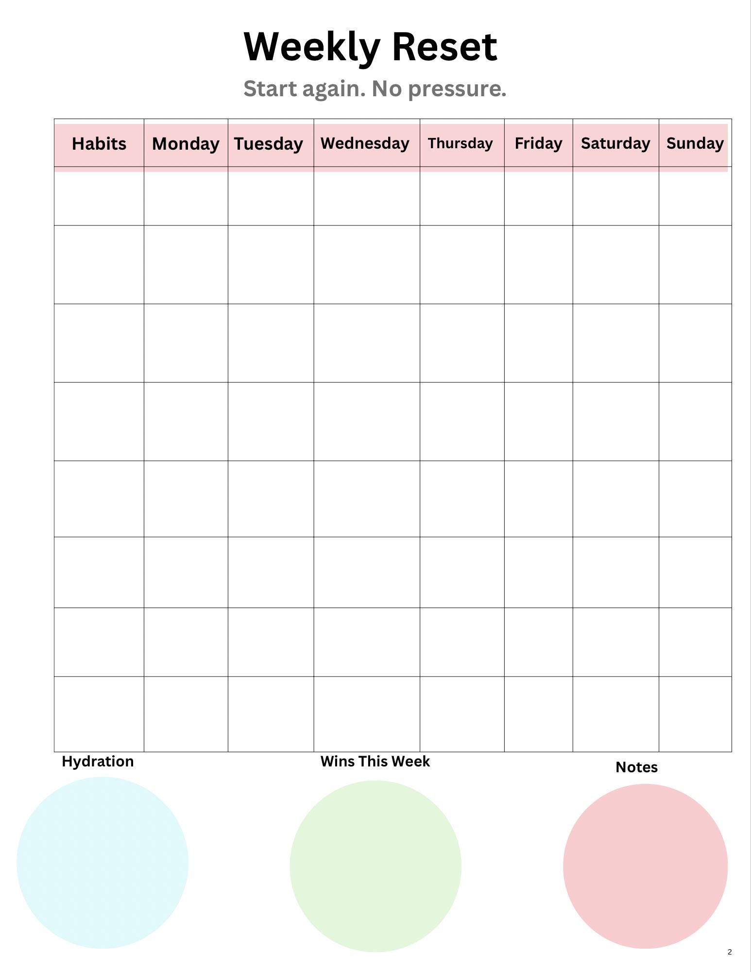 Weekly Habit Tracker Printable | Minimalist Goal Planner (PDF Download ...