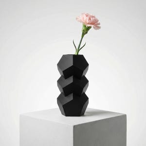 Pentagon Stack Bud Vase - 3D Printed Modular Geometric Tower, Unique Handmade Decorative Vase for Modern Home Decor and Gifts
