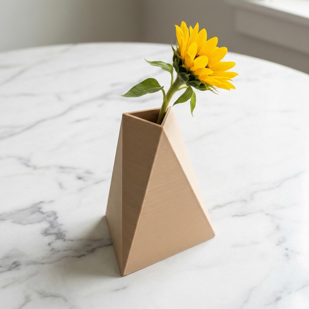 Triangular Abstract Vases Triangular Prism Bud Vase - 3D Printed Geometric Minimalist Home Decor ...