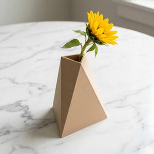 Triangular Prism Bud Vase - 3D Printed Geometric Minimalist Home Decor - Unique Handmade Vase - Modern Gift for Garden Lovers