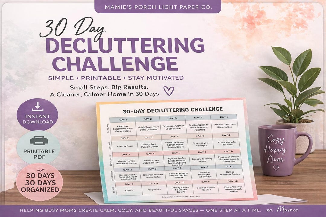 30-day Decluttering Challenge Printable | Home Organization Cleaning ...