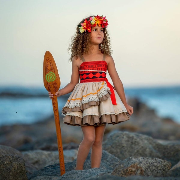 Robe Moana, déguisement Moana, costume d'Halloween Moana, princesse Moana, anniversaire Moana, princesse polynésienne, robe de princesse,