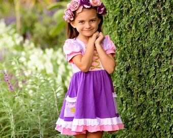 Rapunzel Dress, Rapunzel Comfortable dress, Tangled Dress, Rapunzel Halloween Costume, Rapunzel Stretch Dress, Comfortable Princess Dress,