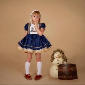 Girls Christmas Dress Navy and Gold Christmas Dress Fancy Etsy