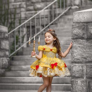 Girls Belle Dress, Girls Belle Costume, Girls Halloween costume, beauty and beast dress, girls princess costume, girls princess dress, image 8