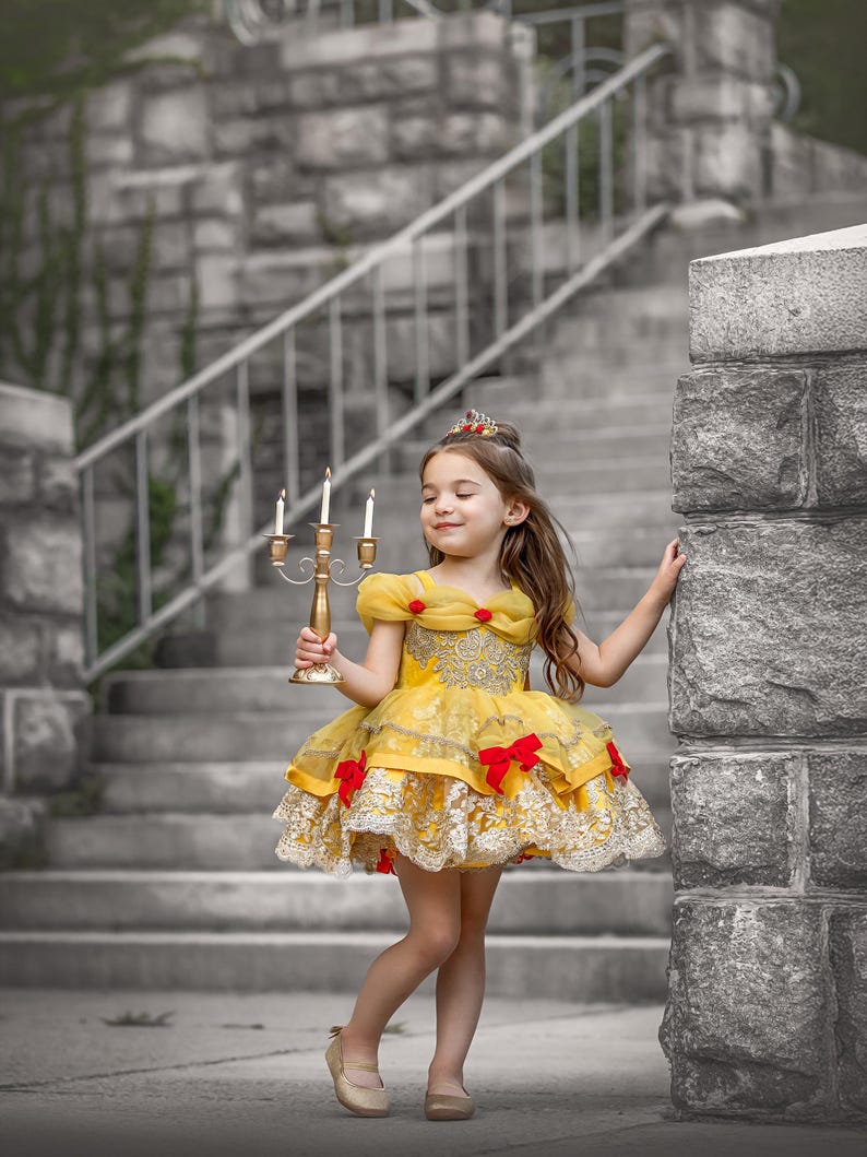 Girls Belle Dress, Girls Belle Costume, Girls Halloween costume, beauty and beast dress, girls princess costume, girls princess dress, image 8