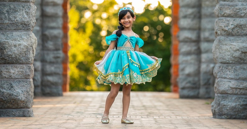 Jasmine Inspired Dress, Jasmine Costume, Girls Jasmine Dress, Jasmine Halloween, Aladdin Costume, Aladdin Dress image 3