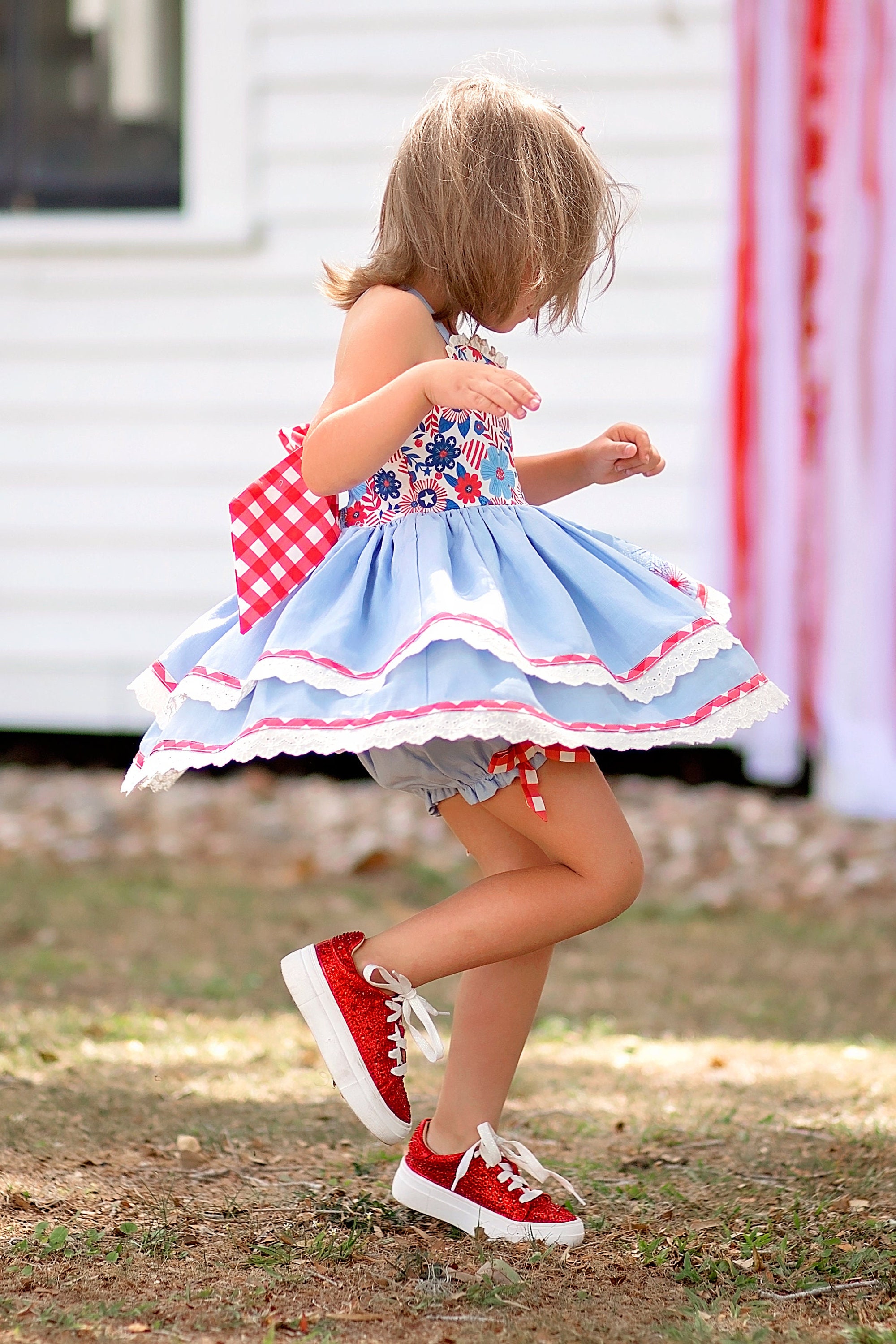 cute 4th of july dresses Girls' patchwork twirl dress Little Stocking Company This cute custom boutique patriotic 4th Of July dress would be perfect for the 4th of July Fourth of July Dress, Patriotic