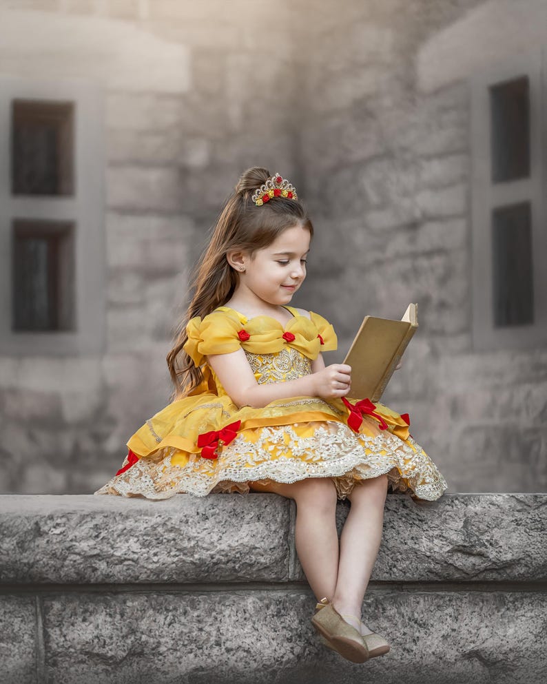 Girls Belle Dress, Girls Belle Costume, Girls Halloween costume, beauty and beast dress, girls princess costume, girls princess dress, image 6