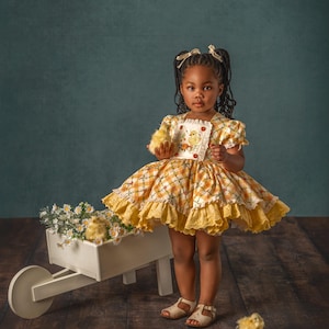 easter yellow dress This beautiful is perfect for and is so flattering! A lovely choice for garden Personalized Yellow Daisy Dress: Girls'
