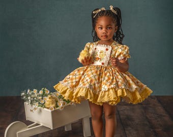Girls chick dress, girls easter dress, baby chick dress, girls chicken dress, girls spring dress