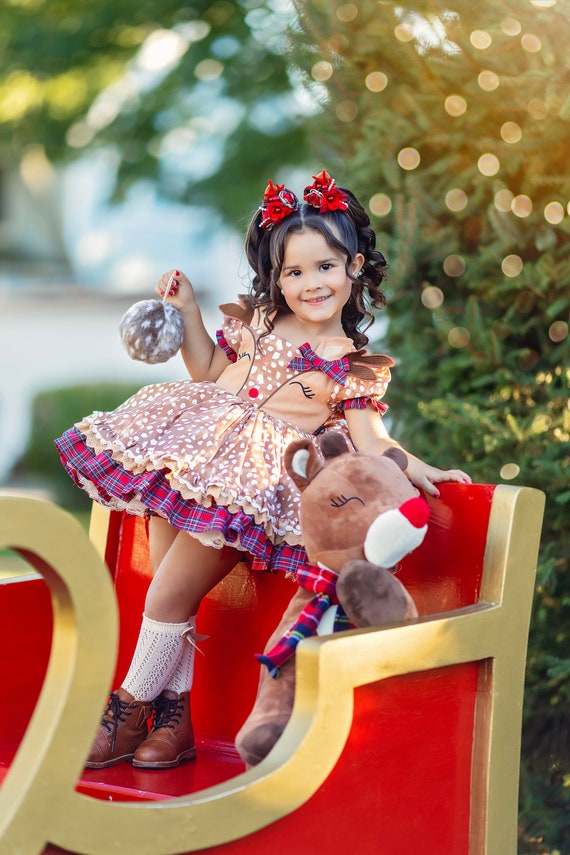 white christmas dresses Girls' Rudolph Sweater – Little Stocking Company main image 0