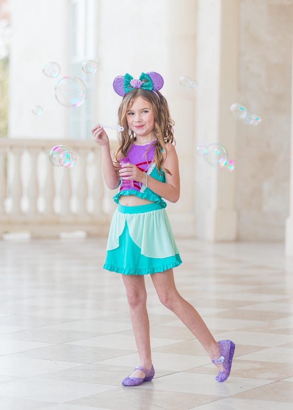 Ariel outfit, ariel athleisure, ariel activewear, princess activewear, princess outfit, princess set, ariel dress, mermaid athletic set