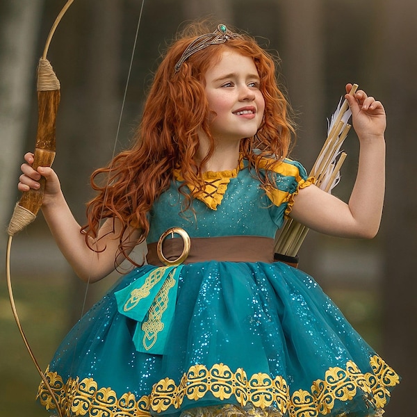 Dappere jurk, Merida-jurk, Merida-outfit, Merida Halloween-kostuum, Dappere kostuum, Dappere Halloween