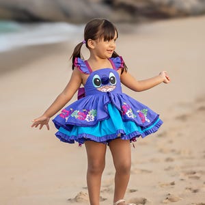 Stitch-inspirerad klänning, Stitch-kostym, Ö-aliensklänning, Hawaiiansk alienklänning, Lilo-klänning, Lilo-kostym, Lilo Stitch-födelsedag