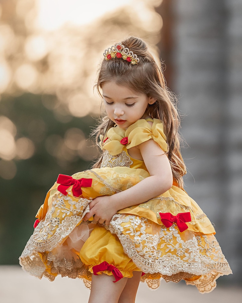 Girls Belle Dress, Girls Belle Costume, Girls Halloween costume, beauty and beast dress, girls princess costume, girls princess dress, image 5