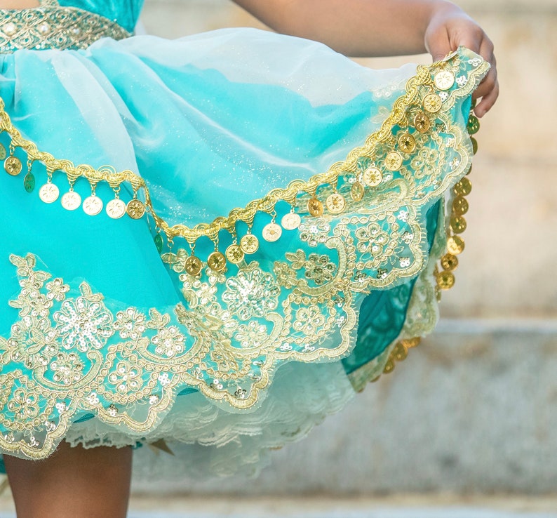 Jasmine Inspired Dress, Jasmine Costume, Girls Jasmine Dress, Jasmine Halloween, Aladdin Costume, Aladdin Dress image 5