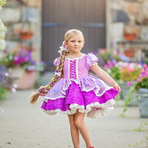 Rapunzel dress, rapunzel costume, princess dress, tangled dress, tangled costume, princess costume, princess birthday, rapunzel birthday image 3