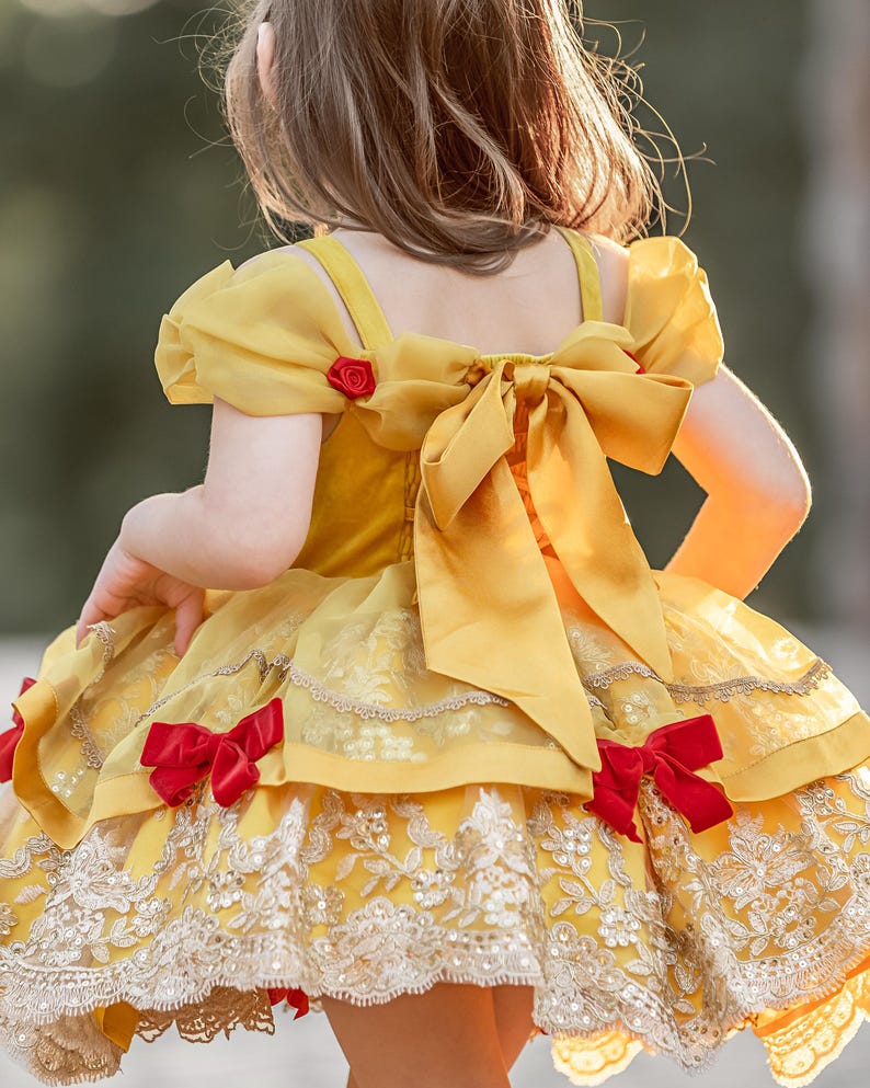 Girls Belle Dress, Girls Belle Costume, Girls Halloween costume, beauty and beast dress, girls princess costume, girls princess dress, image 4