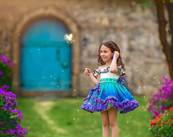 strapless open back dress Girl's Mirabel Outfit Madrigal Cosplay Dress Kids Magical Party Costum –  Sun Baby main image 1