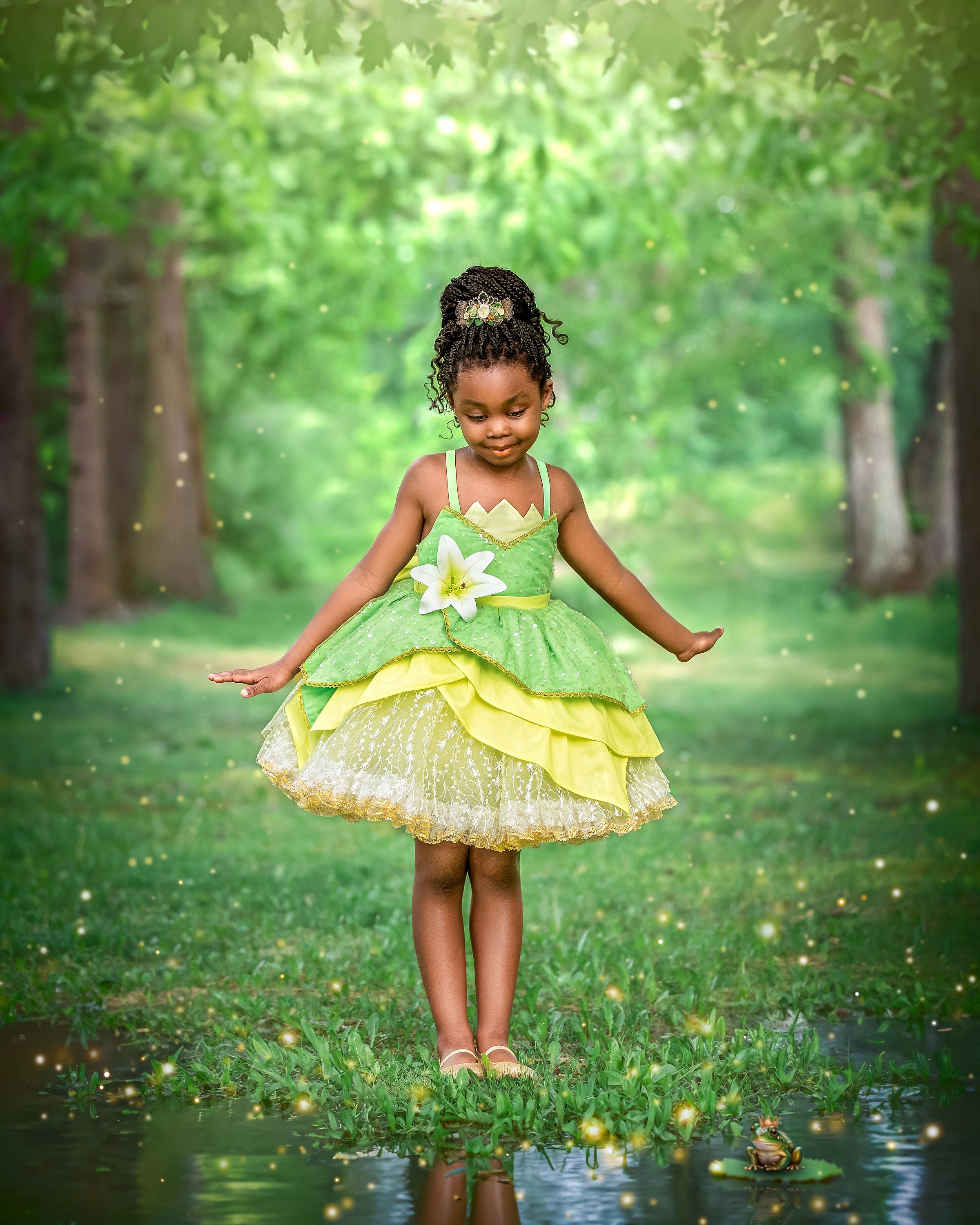 Tiana Inspired Dress, Tiana Halloween Costume, Princess and Frog Dress, Green Princess Dress, Tiana Birthday Party Dress, Girls Halloween