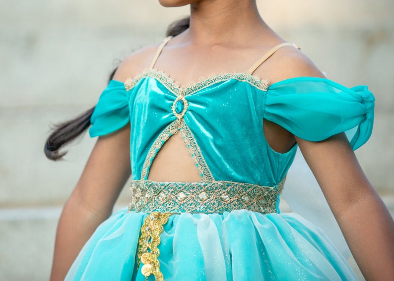 Jasmine Inspired Dress, Jasmine Costume, Girls Jasmine Dress, Jasmine Halloween, Aladdin Costume, Aladdin Dress image 8