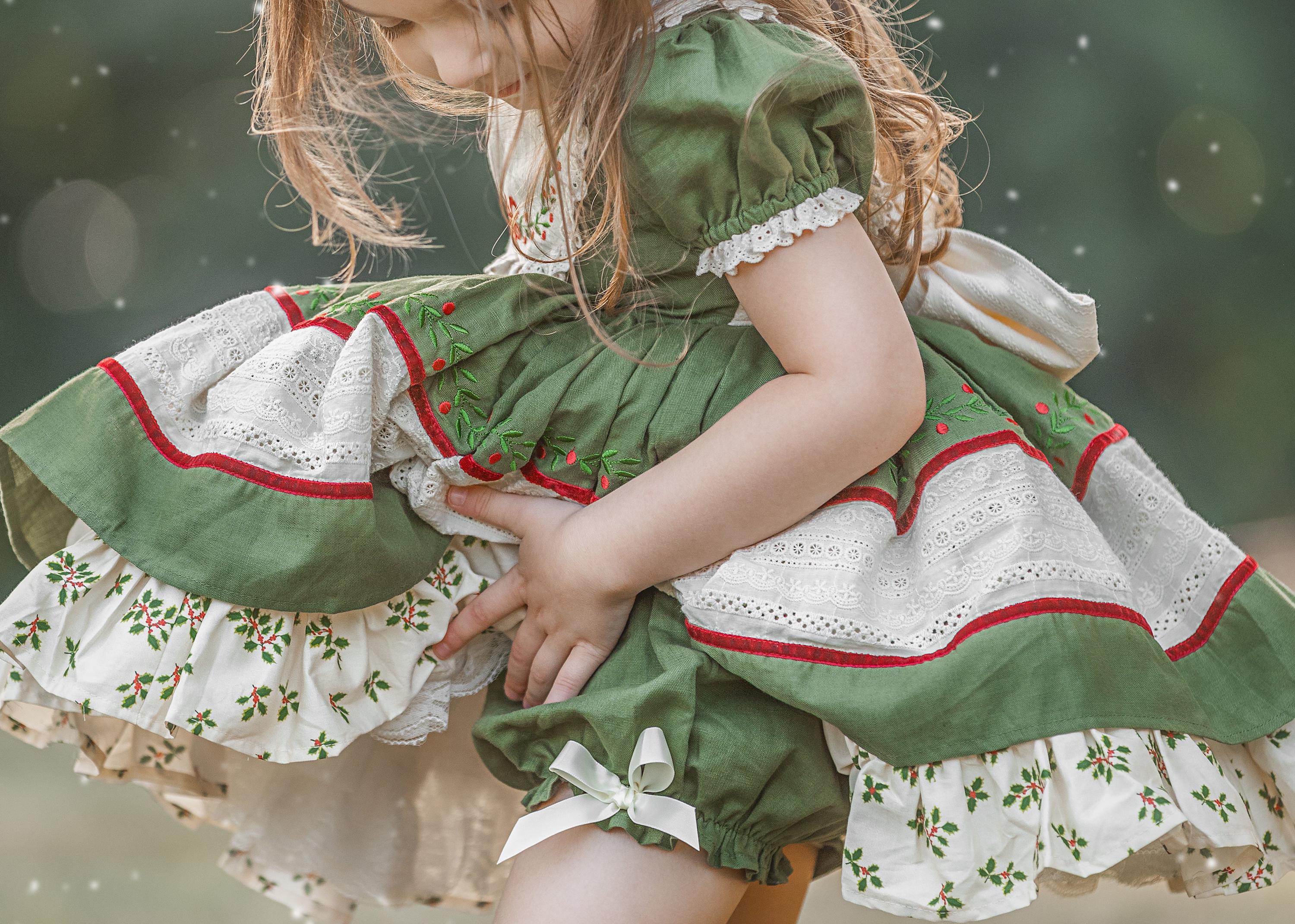 dresses in sage for holiday Girls' Sage Velvet Twirl Dress Size: 2T Toddler By Mila & Rose main image 0