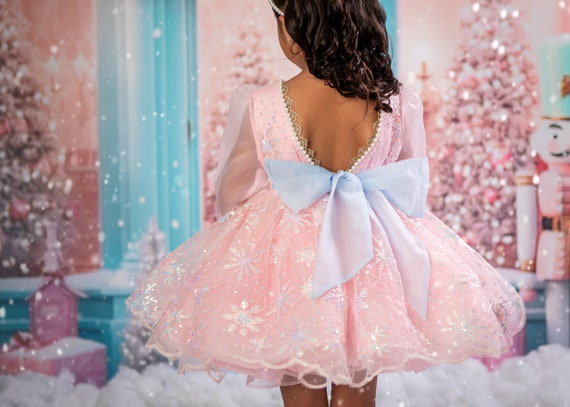 Girls pink christmas dress sale