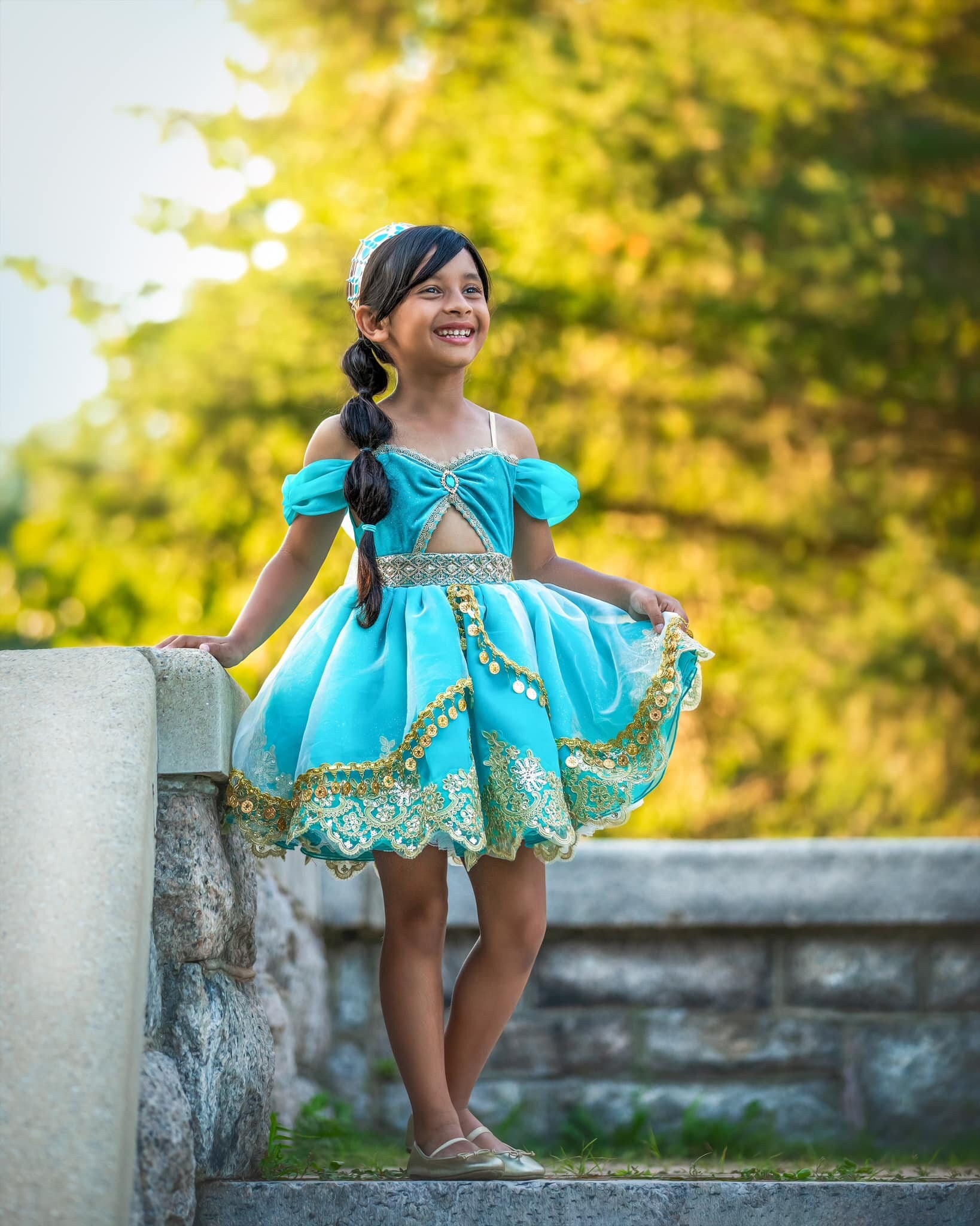 Robe anniversaire de fête princesse jasmine fille anniversaire nature