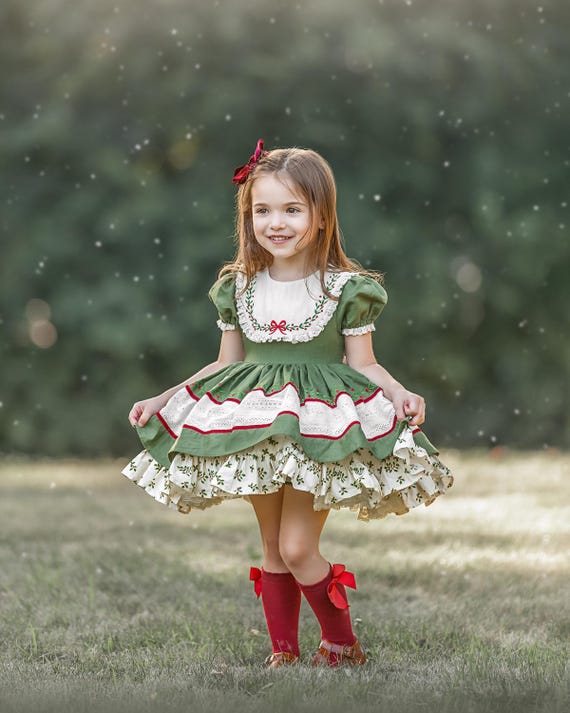 the holiday frills dress Little Girls Fall Polka Dot A-Line Ruffled Dress main image 0