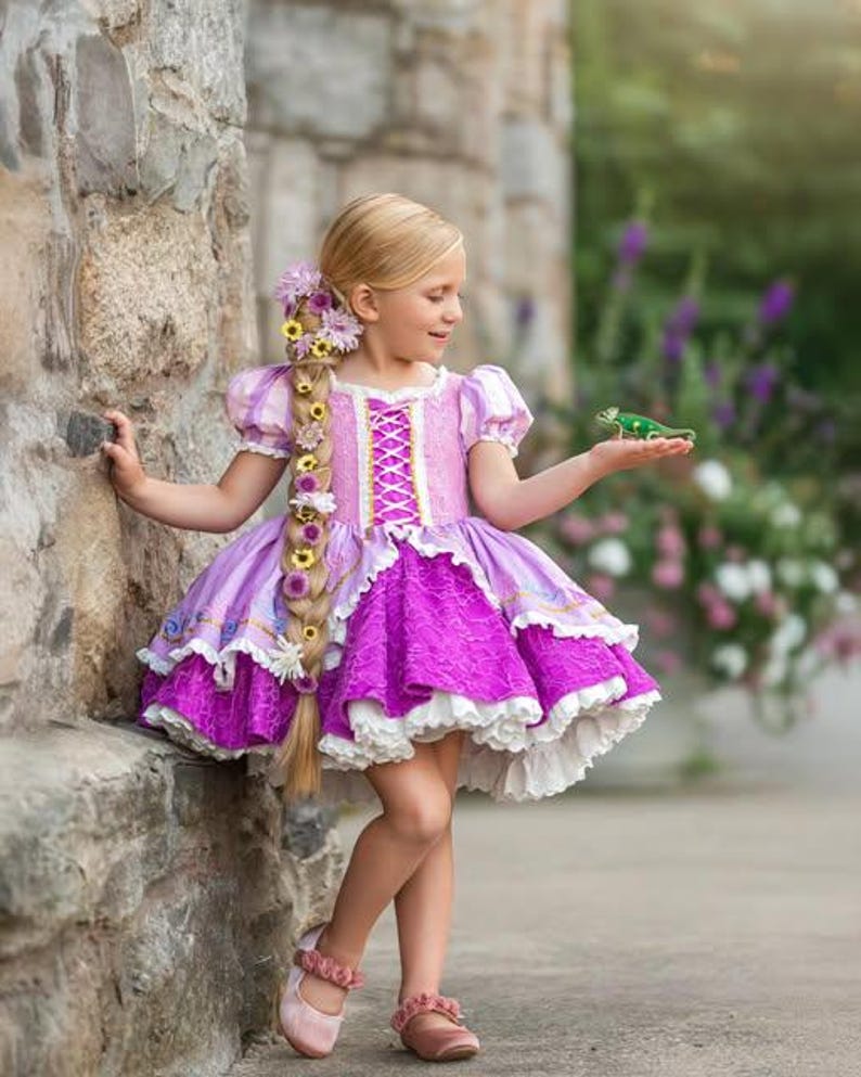 Rapunzel dress, rapunzel costume, princess dress, tangled dress, tangled costume, princess costume, princess birthday, rapunzel birthday image 1