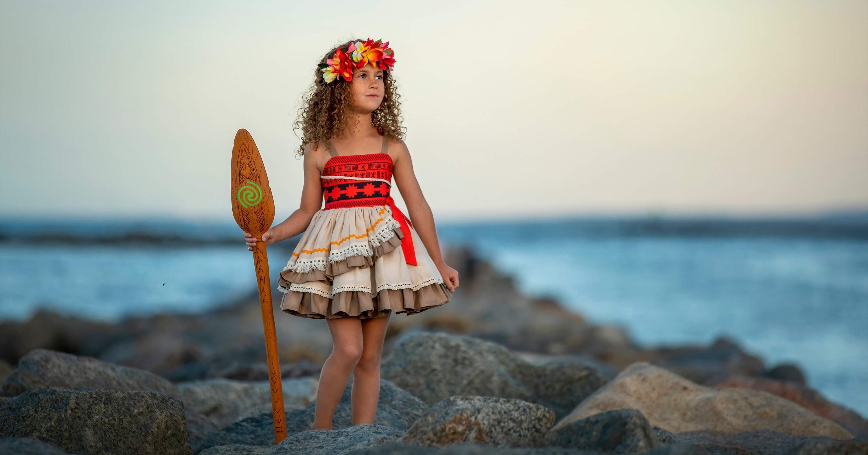 Fantasia de moana vaiana para crianças, vestido de praia, meninas