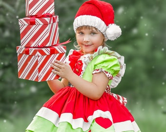 Green and Red Character Christmas Dress, Green Character Inspired Dress,  Christmas Character Dress, Girls Christmas Dress - Etsy