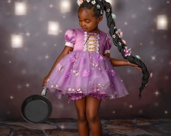 Abito ispirato a Rapunzel, abito aggrovigliato, abito da principessa viola, abito da Rapunzel per bambine, costume di Halloween di Rapunzel, compleanno di Rapunzel,