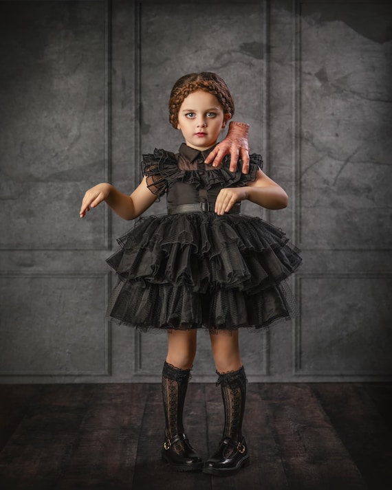 Buy Kids Girls Wednesday Addams Costume-Knee length