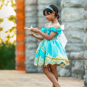 Jasmine Inspired Dress, Jasmine Costume, Girls Jasmine Dress, Jasmine Halloween, Aladdin Costume, Aladdin Dress image 4