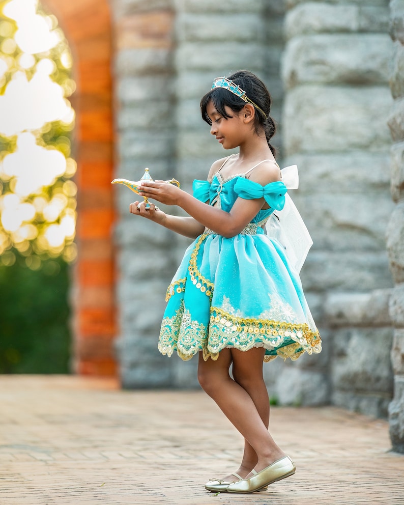 Jasmine Inspired Dress, Jasmine Costume, Girls Jasmine Dress, Jasmine Halloween, Aladdin Costume, Aladdin Dress image 4