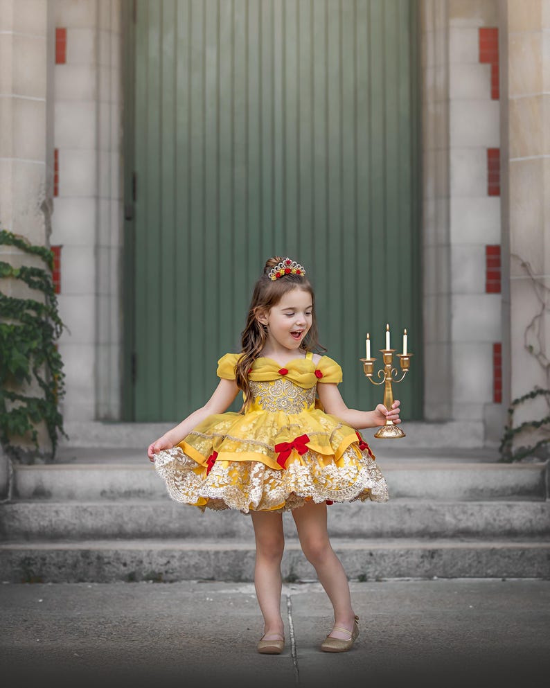 Girls Belle Dress, Girls Belle Costume, Girls Halloween costume, beauty and beast dress, girls princess costume, girls princess dress, image 7