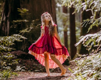 Boho Maxi Dress, High Low Dress, Fall Dress for Girls, Autumn Dress for Girls, Family fall photo dress, fall wedding flower girls dress