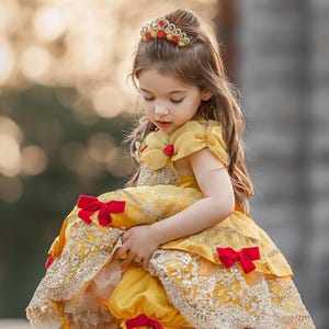Girls Belle Dress, Girls Belle Costume, Girls Halloween costume, beauty and beast dress, girls princess costume, girls princess dress, image 9