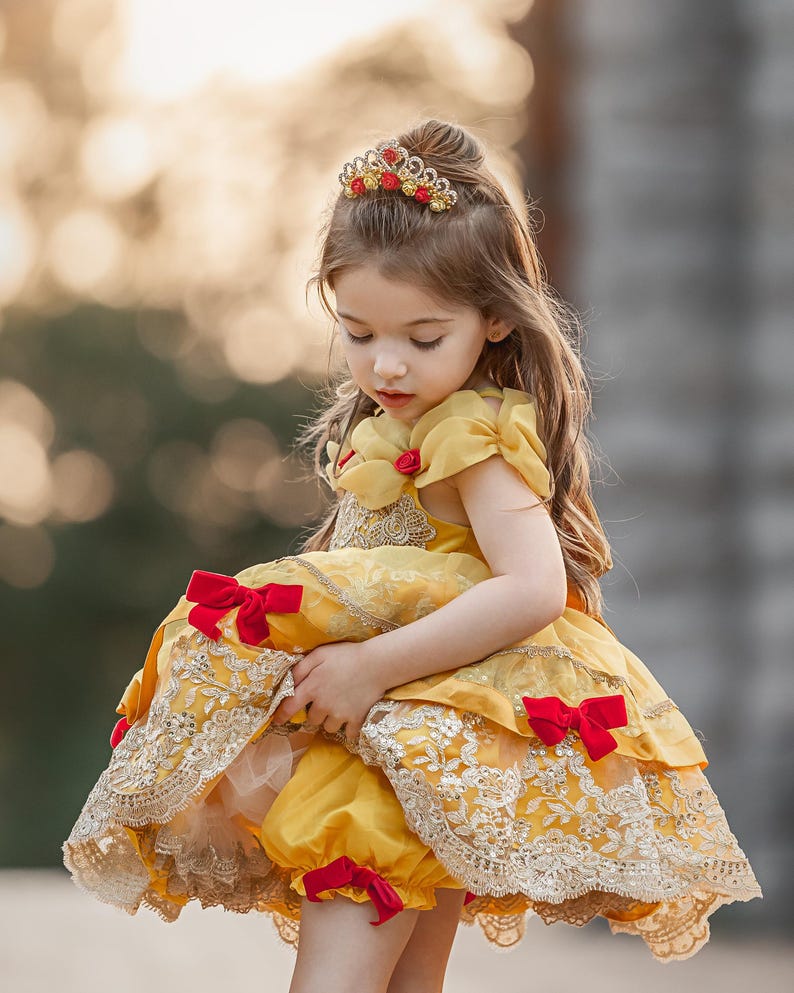 Girls Belle Dress, Girls Belle Costume, Girls Halloween costume, beauty and beast dress, girls princess costume, girls princess dress, image 9