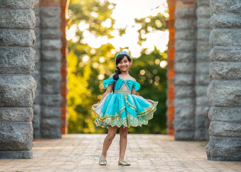 Jasmine Inspired Dress, Jasmine Costume, Girls Jasmine Dress, Jasmine Halloween, Aladdin Costume, Aladdin Dress image 9