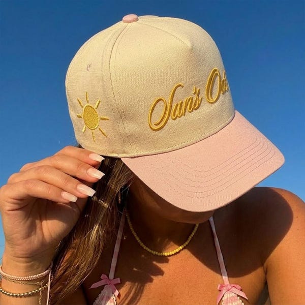 Suns Out Baseball Cap: 3D Puff Embroidered Matching Beach Bachelorette Party Gift