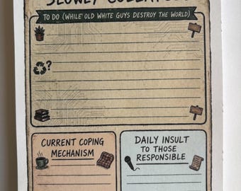 Grappig to-do-lijstje notitieblok | Planner voor beschaving stort in | A5/A6 (50 vel)