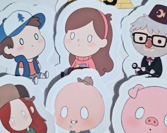 Pegatina troquelada de Gravity Falls / Vinilo adhesivo impermeable / Para portátil, botella de agua, agenda / Regalo para fans de Gravity Falls