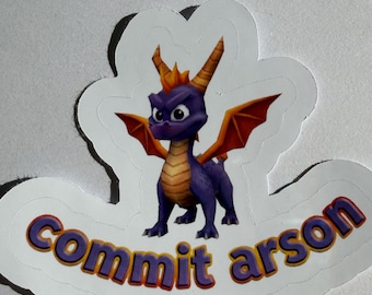 Pegatina troquelada de Spyro el Dragón / Vinilo adhesivo impermeable / Para portátil, botella de agua, agenda / Regalo para fans de Spyro / Divertida pegatina de Spyro Arson